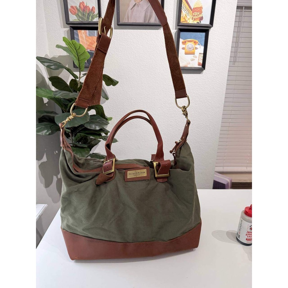 Sword & Plough Canvas Leather Weekender Bag Made in USA Military Field Bag